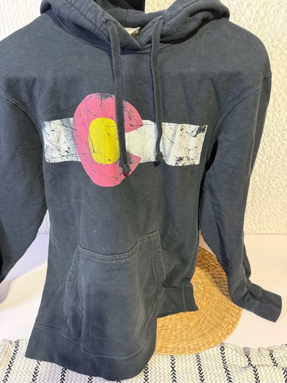 Port Authority Charcoal Hoodie with Pink and Yellow Colorado Graphic